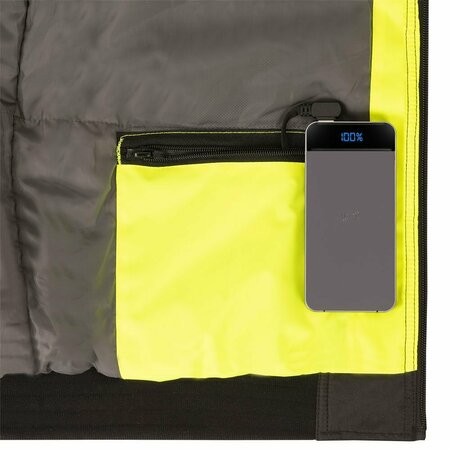 Pioneer Hi-Vis, Waterproof, Nano Tech Heated Safety Bomber Jacket, Yellow, 3XL V1210160U-3XL